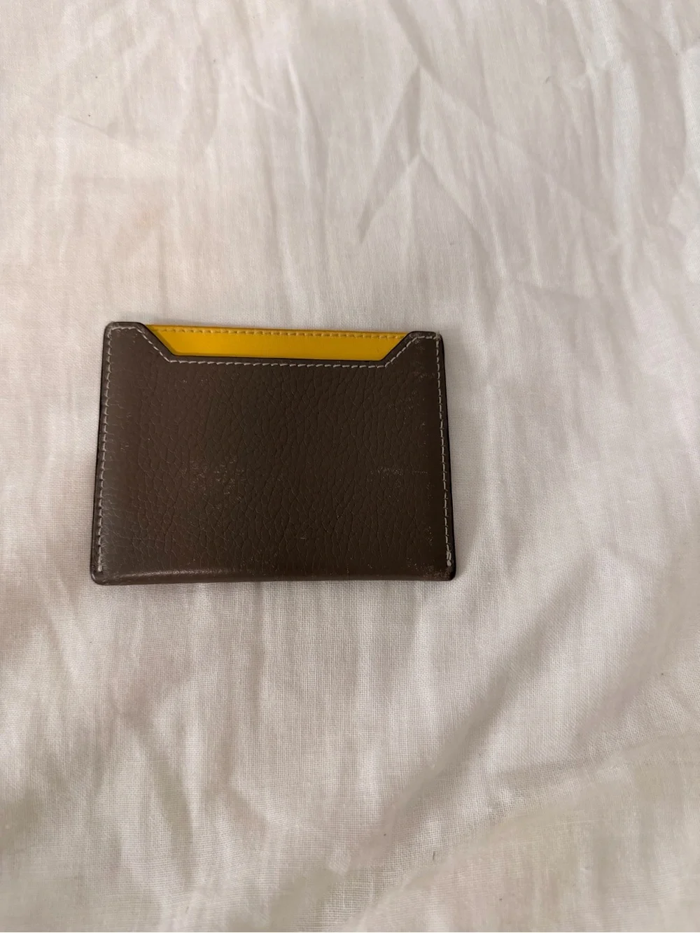 Celine Brown Card Holder with Yellow Interior
